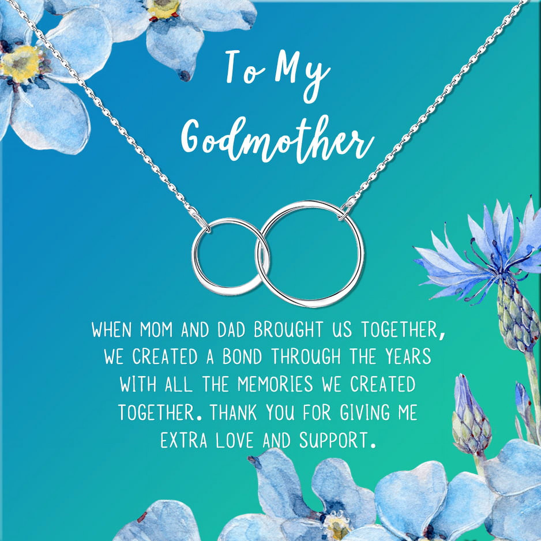 To My God Mother Mother's Day Gift, Gift for Her, Godmother's Day Gift, Godmother's Gift for Mother's Day, Godmother's Day Necklace and Card[Silver Infinity Ring,Blue-Green Gradient]