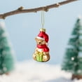 thumbnail image 4 of Christmas Ornament, Cute Glass Bear Decoration with Santa Hat and Gift Box Holiday Hanging Ornament for Christmas Tree Home Party Decor 2025, 4 of 7