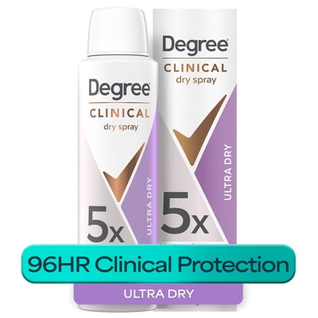 Degree Clinical Strength Antiperspirant Deodorant 96-Hour Sweat and Odor Protection Ultra Dry Spray 5x Types of Sweat, 3.8 oz