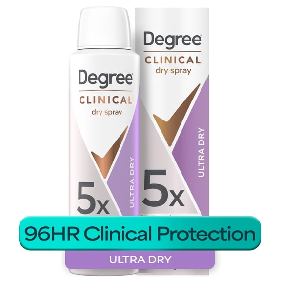 Degree Clinical Strength Antiperspirant Deodorant 96-Hour Sweat and Odor Protection Ultra Dry Spray 5x Types of Sweat, 3.8 oz