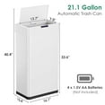 thumbnail image 2 of Pirecart Automatic Motion Sensor Trash Can - 21.1 Gallon Narrow Stainless Steel Garbage Bin, With Bag Holder, Soft Close Lid, for Office, White, 2 of 10