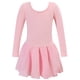 thumbnail image 1 of Vestido de manga larga con cuello redondo para niña, color liso, cuello redondo, mangas largas, falda elástica con volantes, 1 of 4