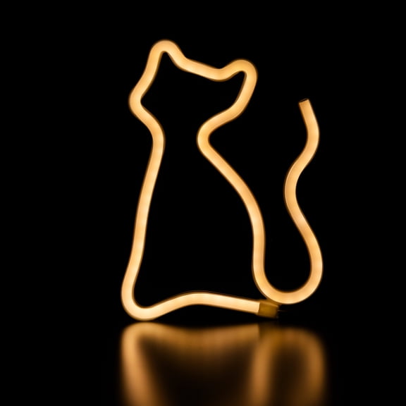 Northlight LED Cat Neon Lighted Wall Art - 9" - White