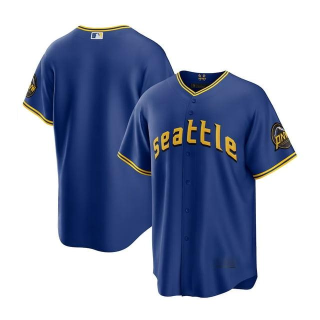 Maillot de Baseball Mariners Seattle Mariners 24 Griffey Jr. 44 Rodriguez MLB Édition Ville Bleu Foncé Vierge-Hu