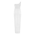 thumbnail image 5 of Eyelet Dresses for Women Sleeveless One Shoulder Twist Front Split Midi Dress Fashion Summer Bodycon Dress (S, White), 5 of 5