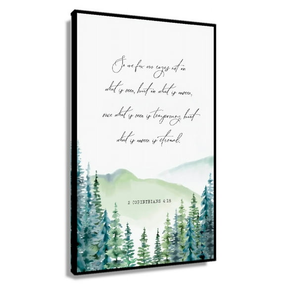 2 Corinthians 4 18 Eternal Bible Verse Wall Art, Scripture Printable Wall Art, Scripture Print Artwork Vertical Canvas Decoration Painting for Bedroom