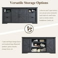 thumbnail image 2 of T4TREAM Farmhouse Sideboard Buffet Cabinet, 66" Wide Kitchen Storage Cabinet with 5 Drawers, Sliding Barn Door & Adjustable Shelf, Black, 2 of 5