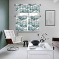 thumbnail image 4 of Teal Ombre Kitchen Curtains Sets for Windows 36 Inch Length, Modern Geometric Moire Abstract Art Rod Pocket Window Treatments Tier Curtains and Valances Set for Bedroom/Bathroom, 4 of 8