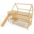 thumbnail image 6 of Bellemave Bunk Bed with Slide & Stairs, Wood House Full Over Full Bunk Bed with Storage Shelf, Playhouse Bunk Beds Frame with Guardrail, No Box Spring Needed (Natural), 6 of 7