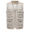 thumbnail image 1 of Chaleco de malla de verano con múltiples bolsillos y chaleco fino transpirable para hombre para fotografía de pesca de mediana edad y mayores, chaleco de talla grande, 1 of 4