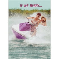 Avanti Press If We Hurry: Women on Purple and White Jet Ski Funny Feminine Birthday Card