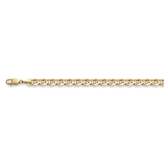 14K Solid Gold 3.75mm Mariner Chain Necklace