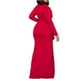 thumbnail image 6 of ZQUUVOU Women's Long Sleeve Cocktail Dresses Sheer Mesh Panel Gown Round Neck Pleated Maxi Dress with Belt Elegant Formal Red, 6 of 8