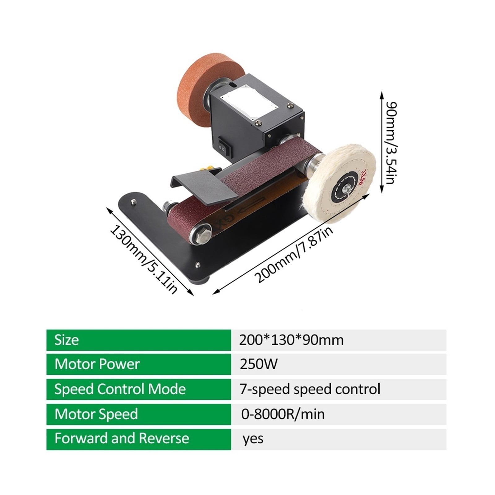 250W Mini Belt Sander Electric Bench Grinder Sanding Machine 7 Speed Adjustable Control Small Grinder Sharpener Polisher Machine
--------
,Low Vibration