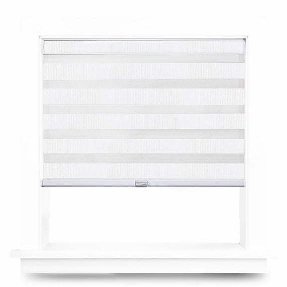 Chicology Cordless Zebra Roller Shades, Dual Layer Light Filtering & Privacy, White, 20"W X 72"H