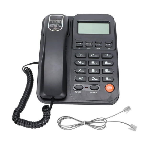 Téléphone de Bureau, Interface d'Extension Fixe Fonction de Suppression Correcte Pré-Numérotation Identification de l'Appelant pour Bureau Hôtel Maison Noir, Blanc