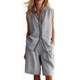 thumbnail image 3 of Gifts Dianli Women's Casual Two Piece Outfit, Long Sleeve Button Down Cardigan and Loose Wide Leg Cargo Pants with Pockets, Relaxed Tracksuit Set, Fashionable Comfort for Daily or Travel Pink M, 3 of 7