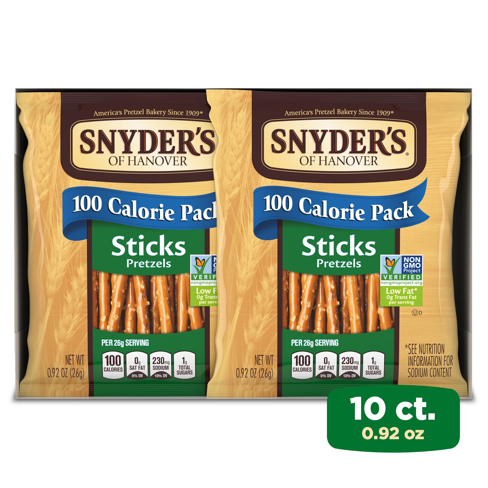Snyder's of Hanover, 100 Calorie Pretzel Sticks, Single Packs, 10 Ct