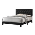 thumbnail image 1 of Black Faux Leather Panel Bed with Tufted Headboard in Full, 1 of 3