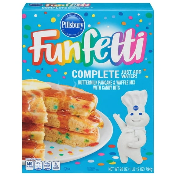 Pillsbury Funfetti Complete Buttermilk Pancake and Waffle Mix 28 oz Box (Pack of 2)