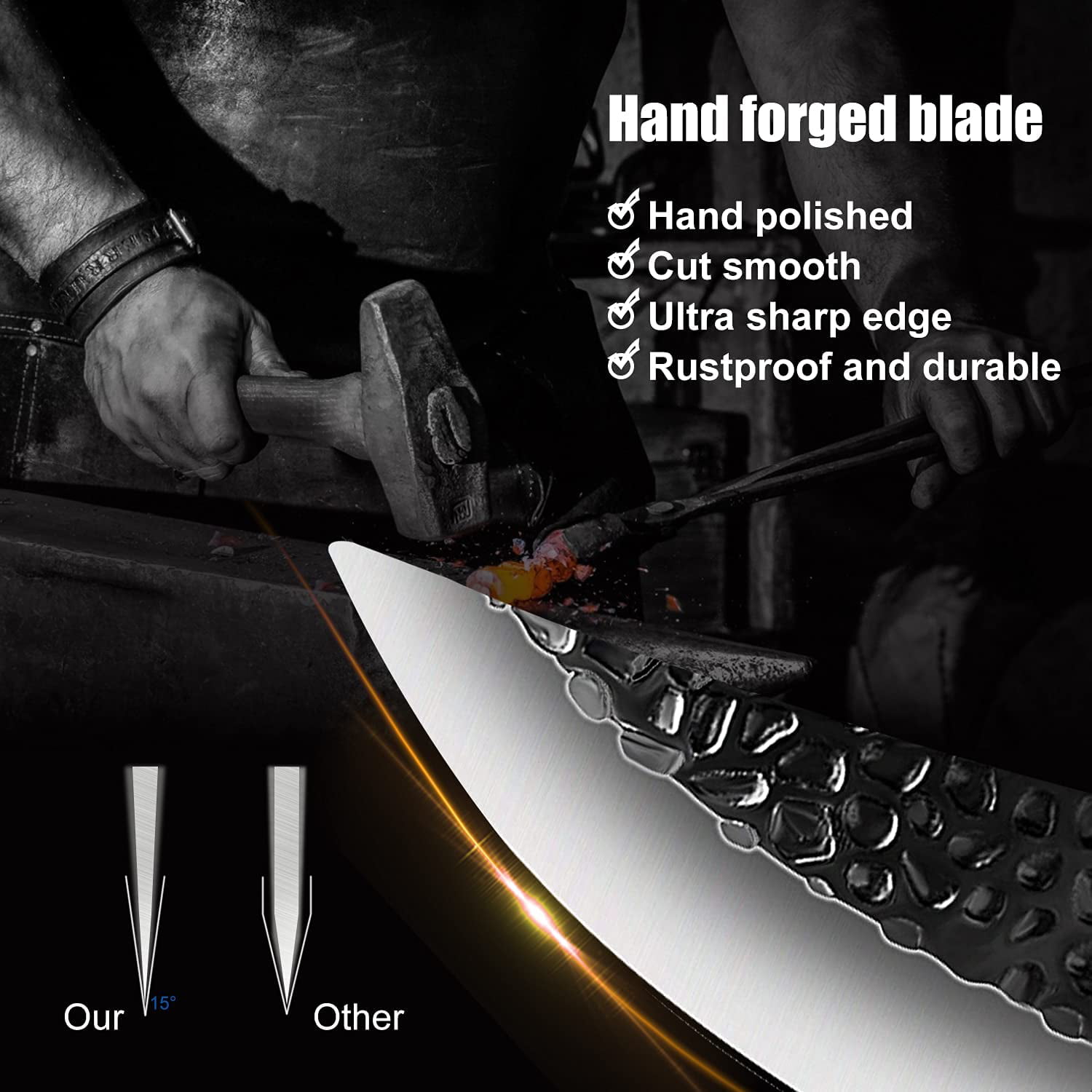 Grandsharp Viking Knife Hand Forged Boning Knife with Sheath, Sharp High  Carbon Steel Butcher Knife Meat Cutting Cleaver Multipurpose Chef Knives  for