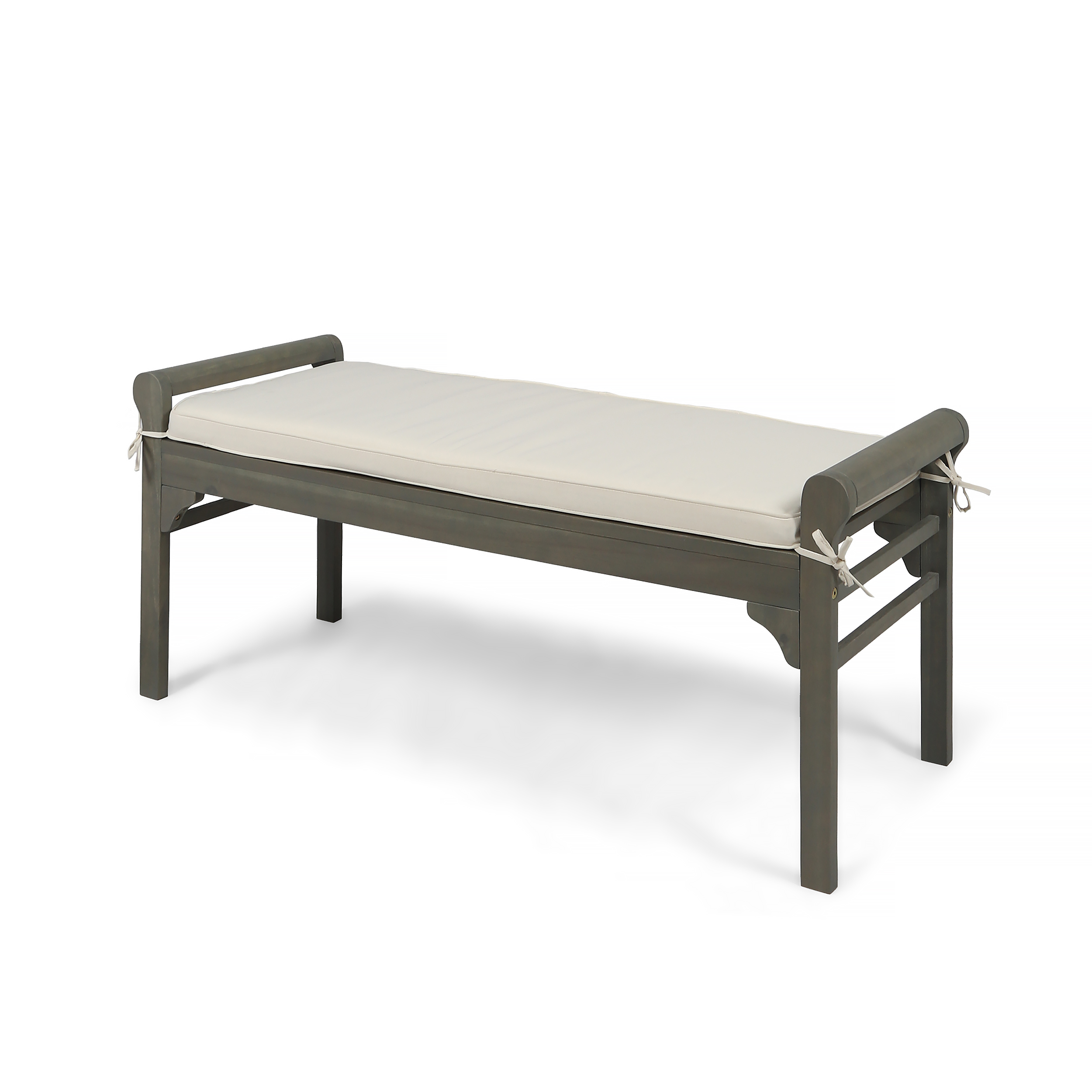 Noble House Yosef Modern Acacia Wood Bench with Cushion ...
