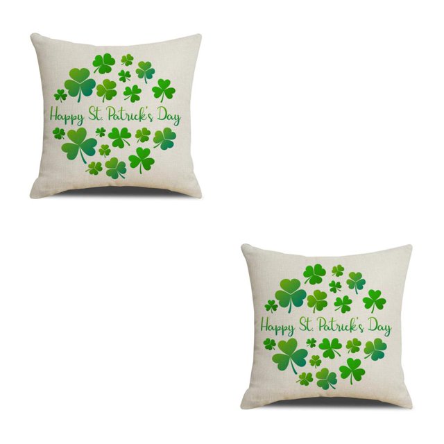 Bearachild Funda de cojín Lino Suministro para el día de San Patricio Funda de almohada con impresión digital Funda de almohada con forma tres SXYM50 2Conjunto