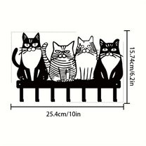 Metal Wall Hook Rack with 6 Hooks – Cat Family Design, Perfect for Keys, Coats, Hats, Towels & Entryway Storage