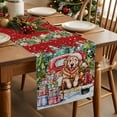 thumbnail image 2 of Burlap Table Runner 72 Inches Long,Xmas Winter Dog Farm Truck Non-Slip Kitchen Table Runners for Dining Room Everyday Use Party Table Decorations Christmas Tree Green Red, 2 of 9