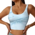 thumbnail image 2 of Lsque Blue Marble Printed Women'S Sports Bra, Compression, Moisture Wicking, High-Impact Sports Bra For Women,Supportive sports bra-, 2 of 9