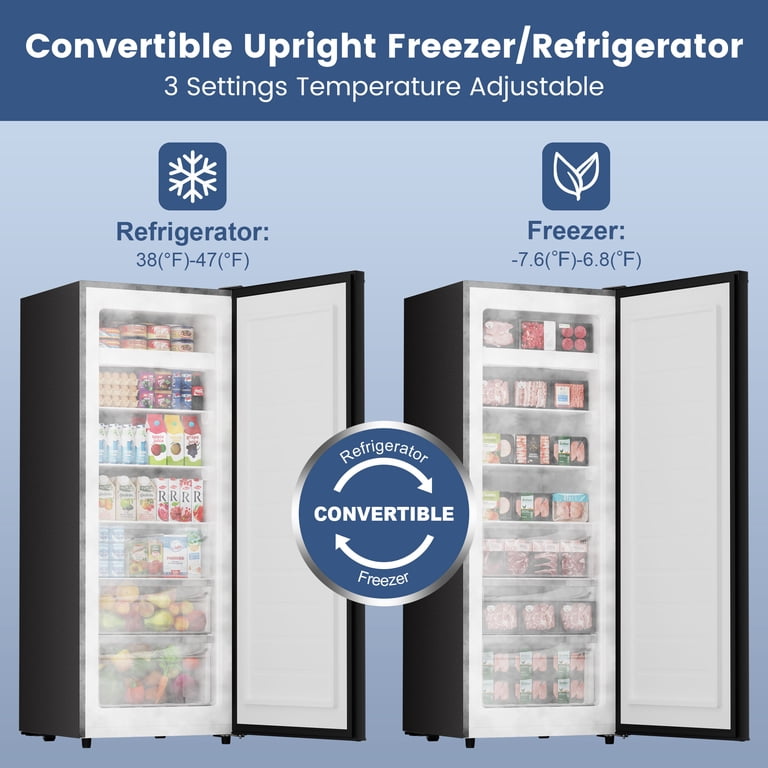 BANGSON, Upright Freezer, 7.0 Cu.ft, Convertible, Garage Ready