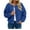 Blue, variant on Hueook Women's Coats Womens Fleece Jackets Cropped Button Down Crew Neck Coats Fall Casual Trendy Outerwear Black S