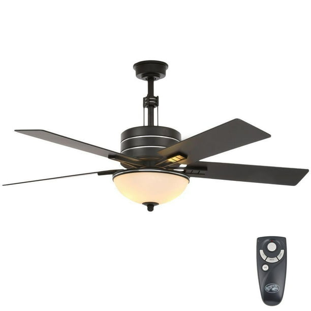 Hampton Bay Carlsbad 52 in. Indoor Black Ceiling Fan with Light Kit and
