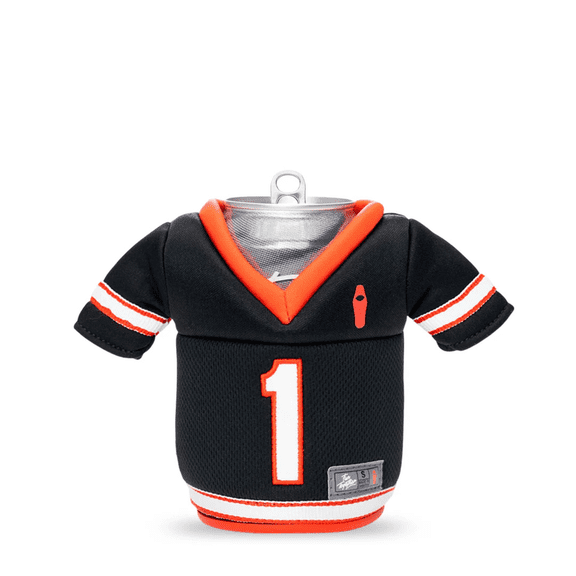 Puffin Drinkwear Gridiron Jersey Black & Risky Red Can Cooler