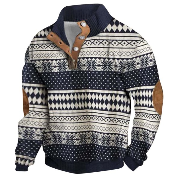 2025 Men's Winter Fashion Casual Sports 3d Digital Printed High Neck Half Zip Hoodie