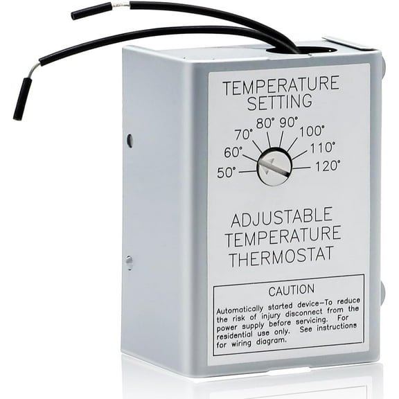Attic Fan Temperature Controller - 120V Adjustable Thermostat Switch for Power Ventilators and Exhaust Fans, 10Amp 58033 Single Speed Precise Temperature Control, Upgrade Ventilation System