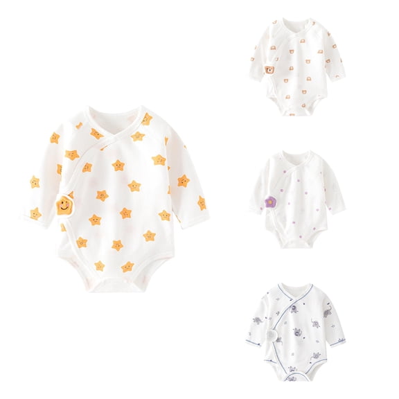 SROBPTY Newborn Boys Girls Print Long Sleeve Full Length Romper Jumpsuits Brown, 73