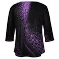 thumbnail image 5 of ADSSDQ Plus Size Outfits For Women Summer 3/4 Length Sleeves Maternity Tops Fashion Grandma Shirt With Pocket Tunic Tops Loose Fit Half Sleeve Sparkly Pattern Crewneck T Shirts Fall Purple 5XL, 5 of 5