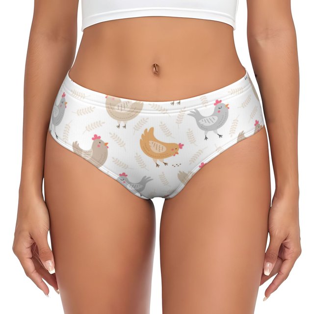 Fotbe Funny Chicken Calzones Estampados para Mujer – Ropa Interior de Algodón, Cómoda, Suave y Elástica-XX-Large