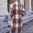 thumbnail image 6 of Annhoo Womens Long Trench Coat Single Breasted Checkered Long Sleeve Lapel Overcoat Fall Winter outerwear Jackets, 6 of 7