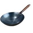 thumbnail image 1 of jifeng Nonstick Wok Manual Forging Iron Pan General Wood Handle Cooking Wok Wok Pan 30cm, 1 of 9