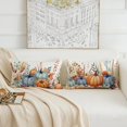 thumbnail image 2 of Fall Pumpkins Pillow Covers 12x20 Inch Set of 2 Blue and Orange Pumpkin Floral Decorative Pillowcases Thanksgiving Autumn Seasonal Farmhouse Patio Outdoor Cushion Cases for Sofa Couch, 2 of 6