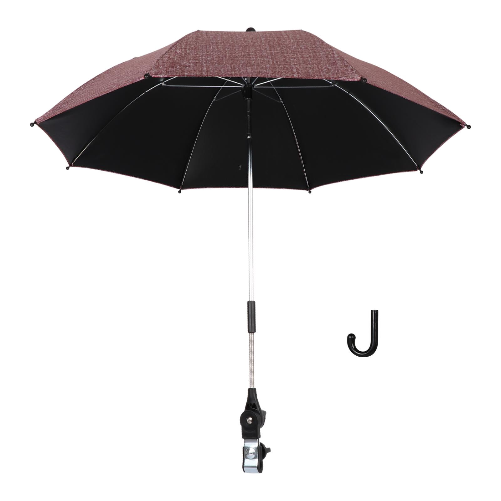 LeeQinersw 33" Baby Pram Umbrella, Stroller Umbrella with Adjustable Fixing Clamp, Sun Cover, Clip on Pushchair Parasol for Pushchair Pram Stroller Bike dark red