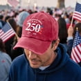 thumbnail image 2 of GrmtClth 250th Anniversary Usa Hat Patriotic Hat 1776-2026 Commemorative Baseball Hat Retro Traditional Soft United States Washed Hat for Men Women Red One Size, 2 of 5
