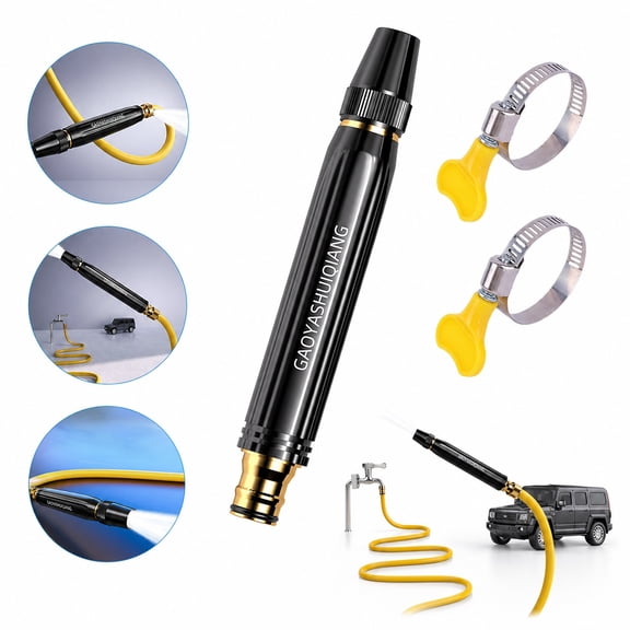 High Pressure Hose Nozzle, Water Nozzle High Pressure, High Pressure Water Nozzle – Power Washer with Metal Connector Set, Garden Hose Sprayer for Car Washing, Pressure Cleaning Accessory