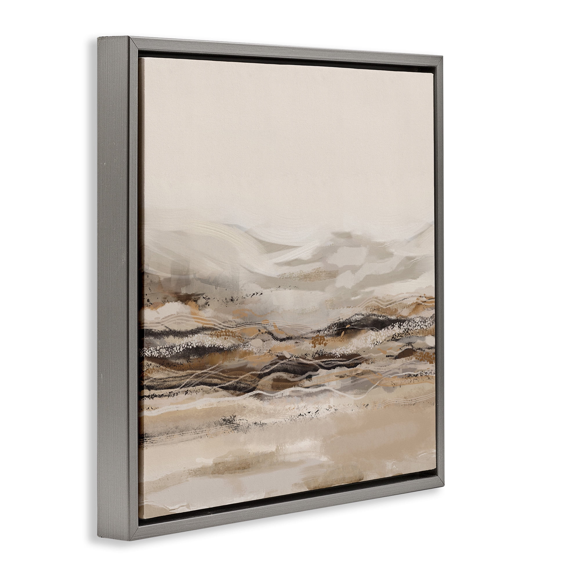 Stupell Industries Abstract Mountains Landscape Landscape Painting Gray Floater Framed Canvas Art Print Wall Art, 25 x 25