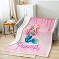 thumbnail image 2 of Mermaid Fleece Blanket Mermaid Scales Sherpa Blanket Queen 90"X90" Mermaid Princess Throw Blanket Princess Bedroom Decor Glitter Pink Sequins Flannel Blanket Warm Cozy, 2 of 6