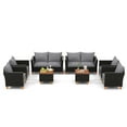 thumbnail image 2 of Costway 8 PCS Wicker Patio Furniture Set with Removable Cushions Storage Coffee Table Gray, 2 of 8