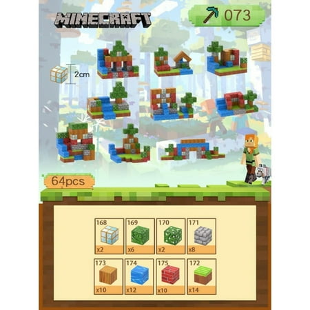 Mine-craft Little House Magnetic Cube Building Kit with random Figures – Mine Adventure Theme (64 Blocks)