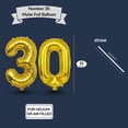 thumbnail image 5 of Gold Number 30 Mylar Foil Balloon 32 inch - Helium or Air Filled Metallic Balloons for 30th Birthday Hbd Party, Anniversary, Graduation Decorations, 5 of 9
